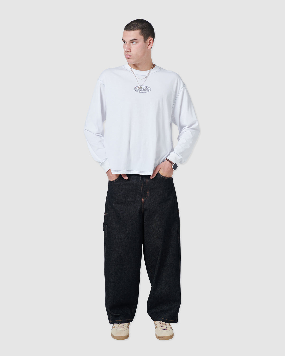 1990 Crop LS T-shirt White - sold out